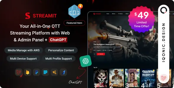 Streamit Laravel - Movie, TV Show, Video Streaming Platform With Laravel with ChatGPT