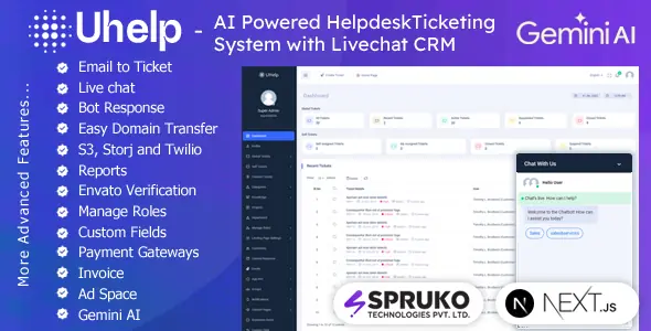 UHelp - NextJS AI Powered CRM Helpdesk Customer Support Ticketing System with Livechat