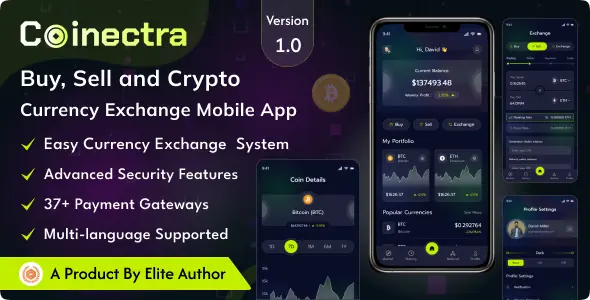 Coinectra - Buy, Sell and Crypto Currency Exchange Flutter App (Android, iOS)