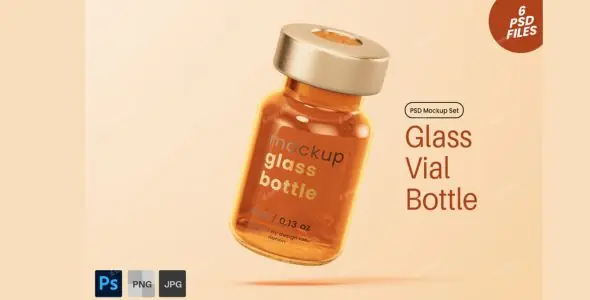 Vaccine Glass Vial Bottle Mockup Set