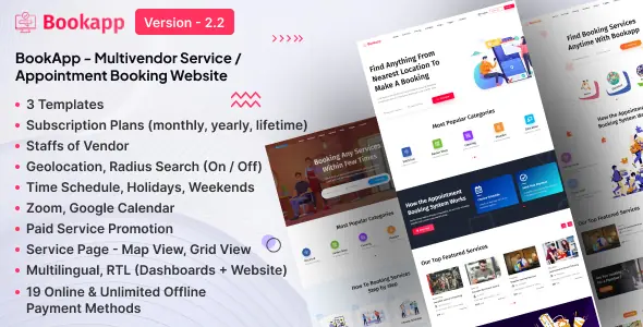 Bookapp - Multivendor Service / Appointment Booking Laravel Website (Subscription Based)