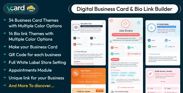 vCard SaaS - Digital Business Card Builder - Bio Links Builder