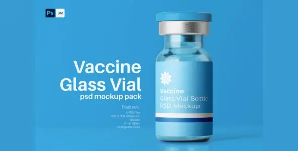 Vaccine Glass Vial Medical Bottle PSD Mockup Pack