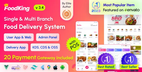 FoodKing - Restaurant Food Delivery System with Admin Panel & Delivery Man App | Restaurant POS